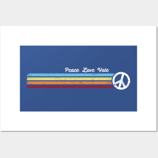 Retro Stripes Peace Love Vote Posters and Art